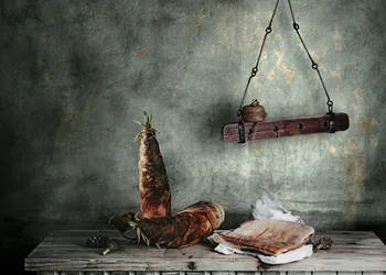 Nature morte rustique au bambou