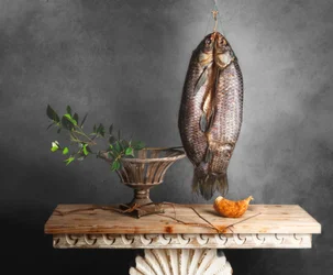 Nature morte rustique avec du poisson