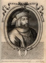 Portrait de Clotaire II (584-628), roi de Neustrie et roi des Francs - Gravure de 