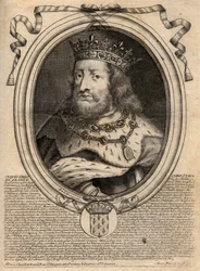 Portrait de Clovis Ier (v. 466-511), roi des Francs - Gravure de 
