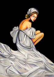 Femme pensive en blanc