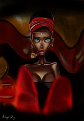 Fumeur au turban rouge