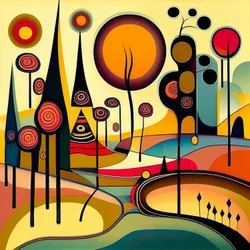 Paysage biomorphique minimaliste abstrait