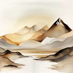 Paysage naturel doux abstrait, montagnes acryliques