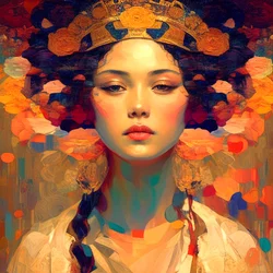 Portrait abstrait, belle femme chinoise