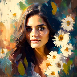 Portrait de belle femme mexicaine et tournesols