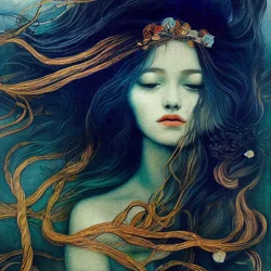 Belle fille avec cheveux dansant dans le vent