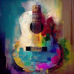 Guitare électrique rock, instrument de musique aux couleurs chaudes, Art mural | Impressions sur toile