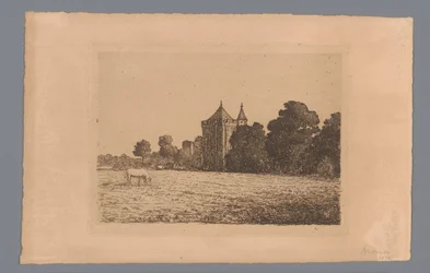 Vue du château Brederode depuis un pré