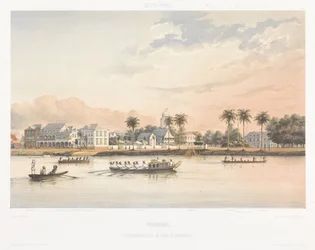 Maison du gouvernement et place à Paramaribo (Gezigten uit Neerland