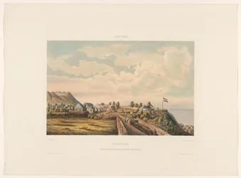 Saint-Eustache. Vue du Fort Oranje, le cratère, prise du presbytère