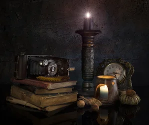 Nature morte avec un appareil photo vintage