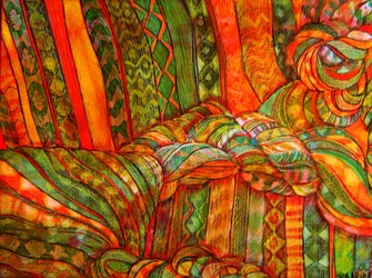 Portrait textile, 2015 (mixte, acrylique, encre, huile)