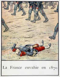 La France envahie en 1870 (un soldat mort sur le champ de bataille) - dans « Petite histoire de France » par Jacques Bainville, éd. Mane