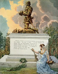 Histoire de France au Moyen Âge : Tombeau du roi de France Louis XI dit le Prudent (1423-1483) à Notre-Dame-de-Cléry, Vallée de la Loire. Illustration de Jacques Marie Gaston Onfray de Bréville dit JOB (1858-1931)