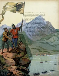 Histoire de France au Moyen Âge : les troupes de Charles le Téméraire (1433-1477), duc de Bourgogne, entrent dans le pays de Vaud en Suisse