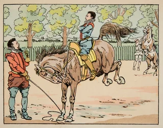 Illustration tirée du livre « Le bon roy Henri », illustrée par Jacques Marie Gaston Onfray de Bréville dit JOB (1858-1931) : Éducation à l