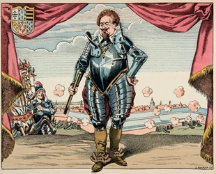 Illustration tirée du livre « Le bon roy Henri », illustré par Jacques Marie Gaston Onfray de Bréville, dit JOB (1858-1931) : portrait de Charles de Lorraine (1554-1611), duc de Mayenne, chef militaire de la Ligue, ennemi d
