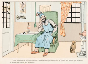 Jacques Marie Gaston Onfroy de Bréville dit JOB (1858-1931) - Demi-équilibre écrivant des mémoires, Collection privée