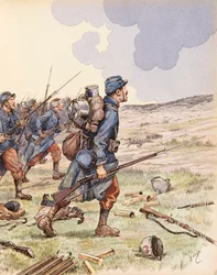 Les poilus pendant la bataille de la Marne pendant la Première Guerre mondiale, Collection privée