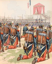 Jacques Marie Gaston Onfroy de Bréville dit JOB (1858-1931) - Messe donnée au camp de Chalon sous Napoléon III (également camp de Mourmelon), Collection privée