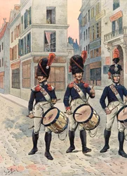 Jacques Marie Gaston Onfroy de Bréville, dit JOB (1858-1931) - Tenue des troupes françaises à travers les âges : tambours de la Garde nationale de Paris (1814-1815), collection particulière