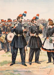 Jacques Marie Gaston Onfroy de Bréville dit JOB (1858-1931) - Tenue des troupes françaises à toutes les époques : Tambour Major, chef de musique et cantinière de la Garde Mobile