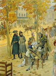 Jean Andoche Junot et Napoléon Ier Bonaparte se promenant le long du boulevard de Coblenz à Paris