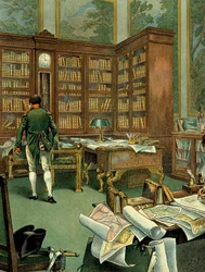 Cabinet de travail de Napoléon Ier Bonaparte (1769-1821) au premier étage du Palais des Tuileries lorsqu