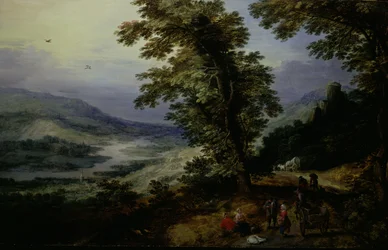 Route de montagne avec voyageurs, vers 1610-1625